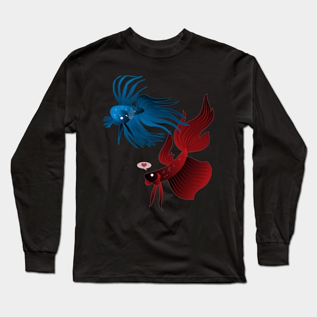 Betta Fish Love Long Sleeve T-Shirt by Psitta